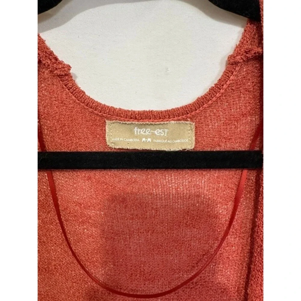 Free People Free-Est Size Medium Rust Color Sheer Light Weight Duster Sweater